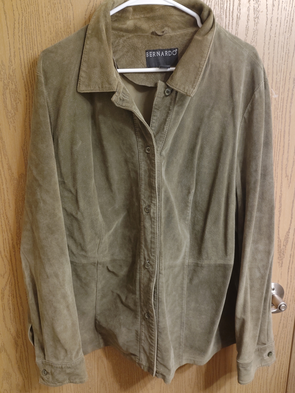 Bernardo Olive Green Suede Button-Up Jacket